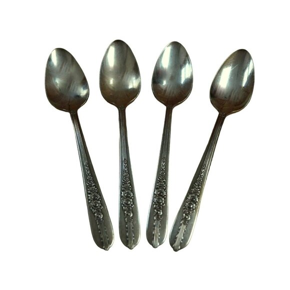 Oneida Nobility Plate 1939 Royal Rose Silverplate Flatware Spoons Set of Eight 8 - Picture 1 of 5